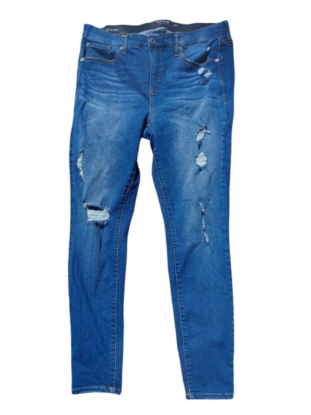 Women's Jeans Torrid Sky High Skinny Distressed Premium Stretch Sz 14R